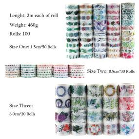 img 3 attached to Dizdkizd 100 Rolls Washi Tape Set: Decorative Craft Tapes in 3 Sizes 5mm/15mm/30mm for DIY Decor, Scrapbooking, Planners, Photo Album – Natural Plant Masking Tapes