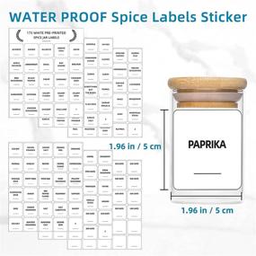 img 1 attached to Premium 20 Pcs Glass Spice Jars Set - Airtight Bamboo Lids, White Printed Labels, and Square Pantry Stickers - Ideal for Organizing Kitchen Canisters and Storing Herbs and Spices