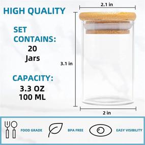 img 3 attached to Premium 20 Pcs Glass Spice Jars Set - Airtight Bamboo Lids, White Printed Labels, and Square Pantry Stickers - Ideal for Organizing Kitchen Canisters and Storing Herbs and Spices