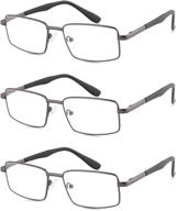 👓 looklife men's metal frame reading glasses with comfortable spring hinge - 3 pack logo