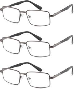 img 4 attached to 👓 LOOKLIFE Men's Metal Frame Reading Glasses with Comfortable Spring Hinge - 3 Pack