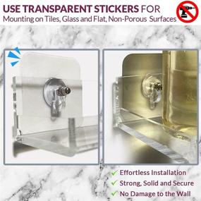 img 2 attached to Easy Installation, Rust-Proof, Wall-Mounted, Clear Acrylic Floating Bathroom Shelves [2 Pack] - No-Drill, Self-Adhesive, Maintenance-Free