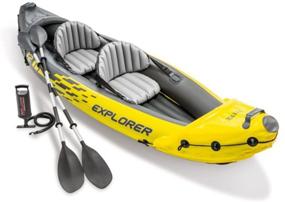 img 4 attached to 🚣 Intex Explorer K2 Kayak: 2-Person Inflatable Kayak Set Including Aluminum Oars and High Output Air Pump