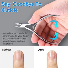 img 2 attached to 🔪 Professional Stainless Steel Cuticle Nippers - Pointed Blade Cuticle Trimmer + Dead Skin Remover Scissors - Manicure Tools for Fingernails and Toenails - Silver