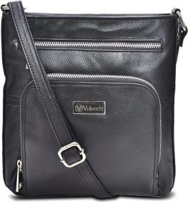 img 4 attached to 👜 LEVOGUE Женская сумка через плечо с карманом из натуральной кожи, сделанная вручную, с молнией