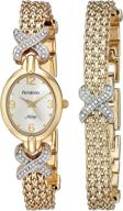 ⌚ armitron women's crystal-accented gold-tone watch and bracelet set (model 75/3176set) logo