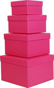 img 4 attached to 🎁 Коробка для подарков из прочного картона Cypress Lane Square для девочек - Набор из 4 штук - размеры от 3.5x3.5x2 до 6x6x4 дюймов (Розовый): Стильное и прочное решение для упаковки.