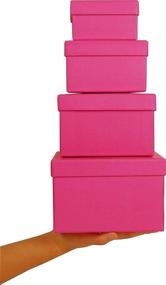 img 1 attached to 🎁 Коробка для подарков из прочного картона Cypress Lane Square для девочек - Набор из 4 штук - размеры от 3.5x3.5x2 до 6x6x4 дюймов (Розовый): Стильное и прочное решение для упаковки.