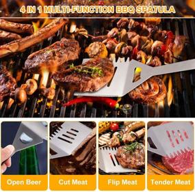 img 2 attached to 🔥 27PCS Stainless Steel BBQ Grill Accessories Set for Men &amp; Women - Grilling Tools with Storage Apron - Indoor/Outdoor Barbecue Utensils Kit - Perfect Gift