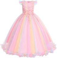 stunning rainbow flower girl lace dress - perfect for kids wedding, 🌈 bridesmaid, pageant, party, prom and formal ball gown - exquisite princess tulle dresses logo