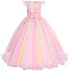 img 4 attached to Stunning Rainbow Flower Girl Lace Dress - Perfect for Kids Wedding, 🌈 Bridesmaid, Pageant, Party, Prom and Formal Ball Gown - Exquisite Princess Tulle Dresses