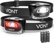 🔦 vont led headlamp 2 pack with red light, waterproof ipx5, 7 modes - perfect for running, camping, hiking, fishing, jogging: headlamps for adults & kids логотип