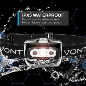 img 1 attached to 🔦 Vont LED Headlamp 2 Pack with Red Light, Waterproof IPX5, 7 Modes - Perfect for Running, Camping, Hiking, Fishing, Jogging: Headlamps for Adults & Kids