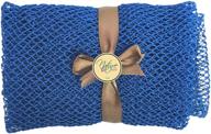 ejn - net bath sponge, custom n1 weave, long, exfoliating 🛀 for african skin, ghana, porous, stretches up to 49 inches, blue shade logo