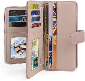img 3 attached to 💼 UTO Women's Large Capacity PU Leather Wallet with RFID Blocking, Smartphone Holder, Snap Closure, and 15 Card Slots