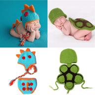 🐢 adorable handmade knitted dinosaur turtle newborn crochet outfit - perfect baby photography prop and costume set for twins (0-12 months) logo
