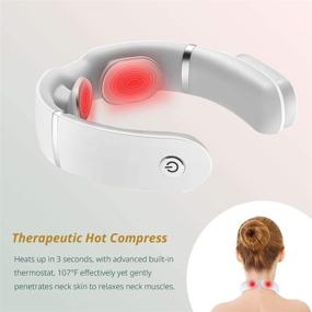 img 2 attached to Portable Cordless Neck Massager with Heat - 3 Modes, 15 Levels - Ideal Gift for Women, Men, Dad, Mom, Wife, Husband - Home, Office & Commute Use