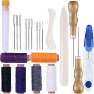 📚 qtopun bookbinding kits: 20-piece leather repair diy tool set with hand craft tools, waxed thread, needles, awl & scissors logo