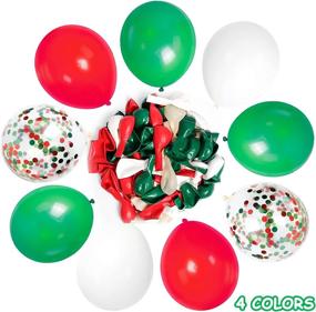 img 2 attached to 100 Pack 12 Inch Christmas Balloons - Red Green White Confetti Latex Merry Christmas Xmas Party Decorations and Supplies for Christmas Birthday New Year Carnival Parties