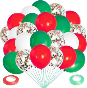 img 4 attached to 100 Pack 12 Inch Christmas Balloons - Red Green White Confetti Latex Merry Christmas Xmas Party Decorations and Supplies for Christmas Birthday New Year Carnival Parties