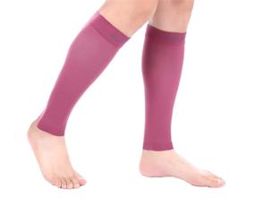 img 1 attached to 🩸 Maroon Small Doc Miller Calf Compression Sleeve - Firm Graduated Support, 15-20 mmHg, for Sports, Running, Recovery, Shin Splints, and Varicose Veins