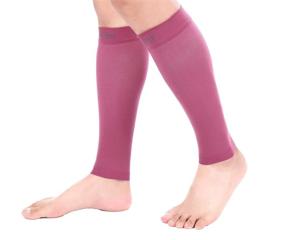 img 2 attached to 🩸 Maroon Small Doc Miller Calf Compression Sleeve - Firm Graduated Support, 15-20 mmHg, for Sports, Running, Recovery, Shin Splints, and Varicose Veins