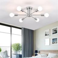 💡 ylchytdzsw 6-light brushed nickel semi flush mount ceiling light: modern industrial lighting fixture for kitchen, dining room, study, living room, bedroom логотип