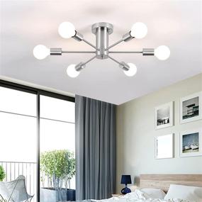 img 4 attached to 💡 YLCHYTDZSW 6-Light Brushed Nickel Semi Flush Mount Ceiling Light: Modern Industrial Lighting Fixture for Kitchen, Dining Room, Study, Living Room, Bedroom