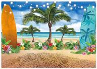 vibrant allenjoy summer beach ocean photography backdrop for seaside parties and baby showers – blue sky, surfboards, palm trees, luau vibes – perfect for a memorable 1st birthday celebration – 7x5ft, photo booth ready! logo