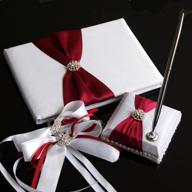 katemelon pure elegance wedding guest book and pen set with satin bows - captivating wedding accessories logo