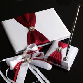 img 4 attached to KateMelon Pure Elegance Wedding Guest Book and Pen Set with Satin Bows - Captivating Wedding Accessories