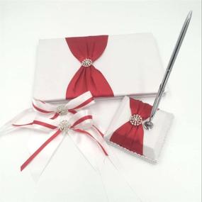 img 3 attached to KateMelon Pure Elegance Wedding Guest Book and Pen Set with Satin Bows - Captivating Wedding Accessories