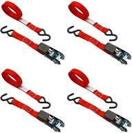 topsky 4 pack ratchet tie down straps, 1 inch x 10 feet, 900lb break strength, secure straps in red, model rtd2004 logo