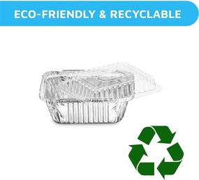 img 2 attached to 50-Pack of MontoPack 1lb Disposable Aluminum Foil Food Containers with Clear Lids for Freshness, Spill Resistance, and Easy Recycling – Eco-Friendly 5x4” Drip Pans