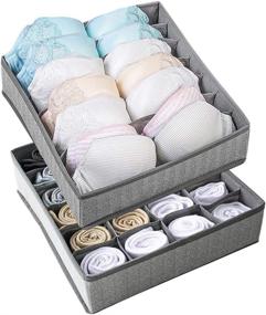 img 4 attached to 🗄️ Foldable Drawer Organizer Divider for Panties, Underwear, Ties, Socks, Lingerie - Storage Box Bins in Dark Grey