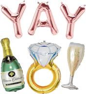 🎉 rose gold bachelorette party decorations: yay balloons, bridal shower balloons, champagne bottle, goblet, and ring balloons – party supplies logo