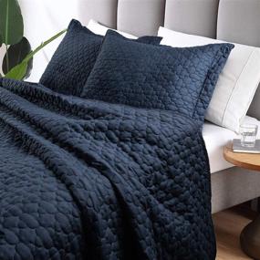 img 4 attached to Tempcore Quilt Queen Size Navy Blue 3 Piece Bedspread Set: Lightweight Microfiber Soft Coverlet for All Seasons - Includes 1 Quilt and 2 Shams