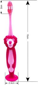 img 3 attached to 🦁 DOMONA Kids Toothbrush - Lion 4 Pack - Soft Bristles, Suction Cup, Dust Covers - Ages 3+ - Fun Storage for Boys and Girls