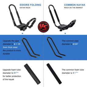 img 3 attached to 🚣 Upgraded 2 Pairs Folding Kayak Roof Rack by Ediors - J Bar Foldable Kayak Rack for Canoe, Surfboard, Ski, Car, Truck, SUV, RV - Top Mount Trailer Crossbar Sit On Top Kayak Carrier with 4 Tie Down Straps