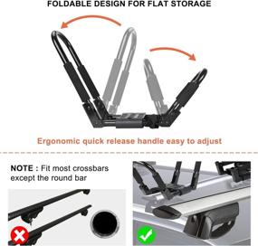 img 2 attached to 🚣 Upgraded 2 Pairs Folding Kayak Roof Rack by Ediors - J Bar Foldable Kayak Rack for Canoe, Surfboard, Ski, Car, Truck, SUV, RV - Top Mount Trailer Crossbar Sit On Top Kayak Carrier with 4 Tie Down Straps