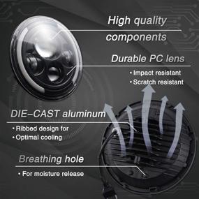 img 2 attached to 🔦 YUGUANG 7'' Round LED Halo Headlight - 150W 4300K+6500K - Angel Eye High Beam/DRL/Low Beam - H4 H13 Adapters - Wrangler JK LJ CJ - LED Headlights for Wrangler - 2PCS