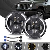 🔦 yuguang 7'' round led halo headlight - 150w 4300k+6500k - angel eye high beam/drl/low beam - h4 h13 adapters - wrangler jk lj cj - led headlights for wrangler - 2pcs logo