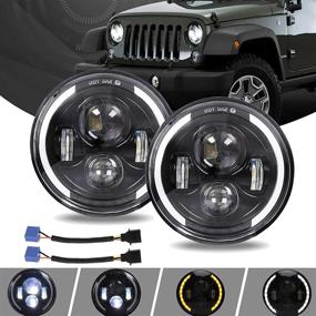 img 4 attached to 🔦 YUGUANG 7'' Round LED Halo Headlight - 150W 4300K+6500K - Angel Eye High Beam/DRL/Low Beam - H4 H13 Adapters - Wrangler JK LJ CJ - LED Headlights for Wrangler - 2PCS