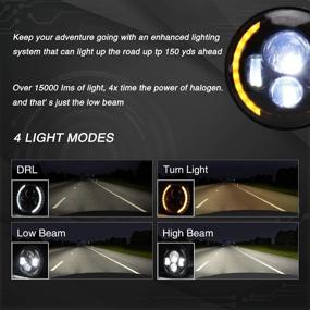 img 1 attached to 🔦 YUGUANG 7'' Round LED Halo Headlight - 150W 4300K+6500K - Angel Eye High Beam/DRL/Low Beam - H4 H13 Adapters - Wrangler JK LJ CJ - LED Headlights for Wrangler - 2PCS