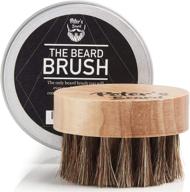 🧔 men's beard brush - round wooden handle for beard oil &amp; balm | natural soft horse hair bristles for styling &amp; grooming + softening and conditioning logo