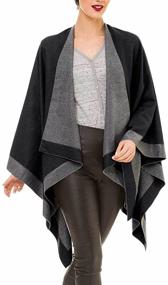 img 4 attached to 🧣 Spanish Designed Women's Shawl Wrap Poncho Ruana Cape Cardigan Sweater Open Front for Fall Winter by MELIFLUOS