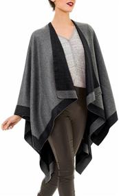 img 2 attached to 🧣 Spanish Designed Women's Shawl Wrap Poncho Ruana Cape Cardigan Sweater Open Front for Fall Winter by MELIFLUOS
