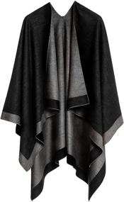 img 3 attached to 🧣 Spanish Designed Women's Shawl Wrap Poncho Ruana Cape Cardigan Sweater Open Front for Fall Winter by MELIFLUOS