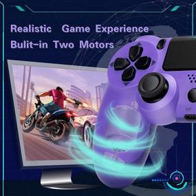 img 3 attached to 🎮 AUGEX 2 Pack P-4 Game Controllers, Wireless Compatible Consoles, Dual Motor Remote Control Game Joystick (Berry+Purple)