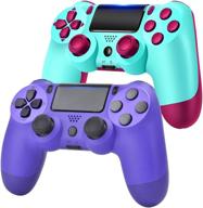 🎮 augex 2 pack p-4 game controllers, wireless compatible consoles, dual motor remote control game joystick (berry+purple) logo